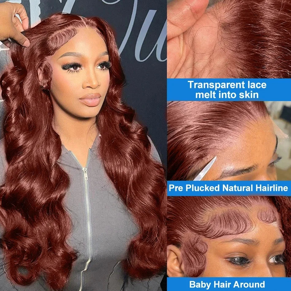 Persona: The Seductress – Auburn Reddish Brown Body Wave HD Lace Front Wig